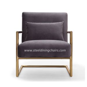 China Velvet Upholstered Stainless Steel Leg 80cm 60cm One Seater Armchair on sale