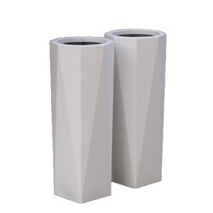 Unbreakable white floor standing flower pots metal planters