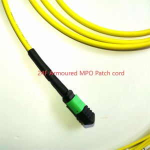 24F Armored MPO Patch Cord 5m MPO LC 5.0mm Yellow lszh optical cable