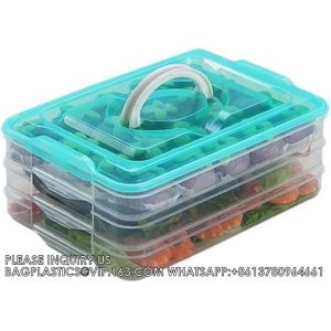 Refrigerator Organizer Bin, Plastic Food Storage Containers With Lid, Stackable