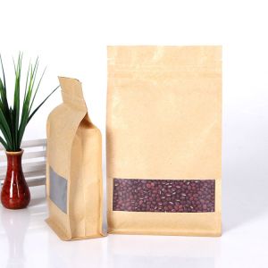 Open Window Brown k Flat Bottom Zipper Pouch