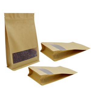 Window Food Flat Bottom 900g Kraft Paper Pouches