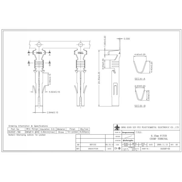 for TE 1-480699-0 alternatives 6.35mm Pitch female connector Wire To Wire Connectors