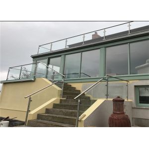 Professional Brushed Stainless Steel Glass Railing , Stainless Steel And Glass