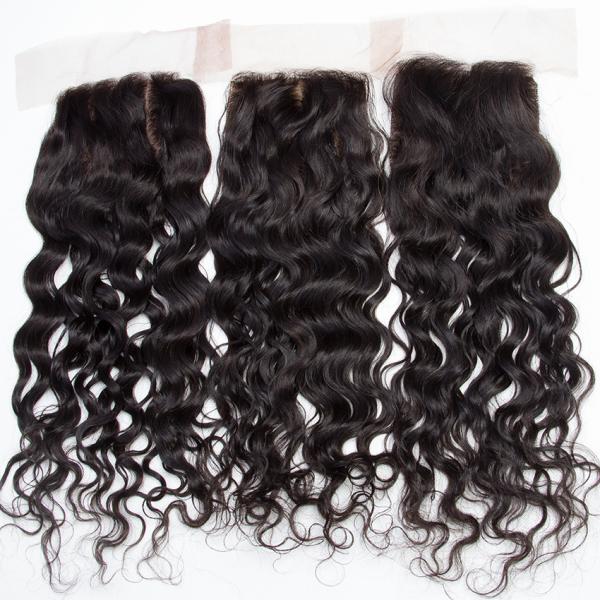 4 X 4 Water Wave Human Hair Swiss Lace Closure Malaysian Hair Extensions