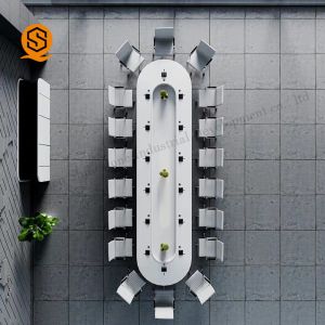 3m 3.5m 4m White Meeting Room Table Oval Shape Conference Table