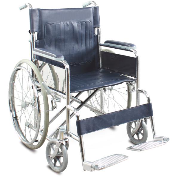 Buy Economic Friendly Essential Folding Steel Wheelchair WithSolid Castor Solid Rear Wheel at wholesale prices