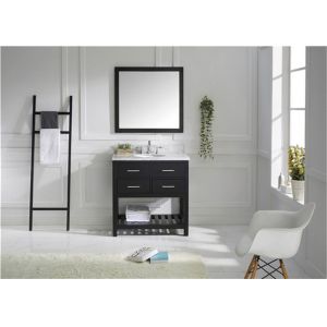 Modern Style Custom Bathroom Vanity Cabinets Lacquer Surface With Quartz
