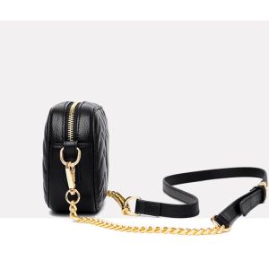 18cm 12cm Female Crossbody Bag Zippered Small Black Square Purse