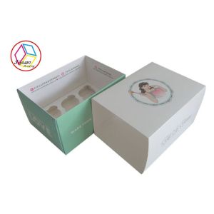 Food Safe Grade Paper Cupcake Boxes , Cupcake Packaging Boxes