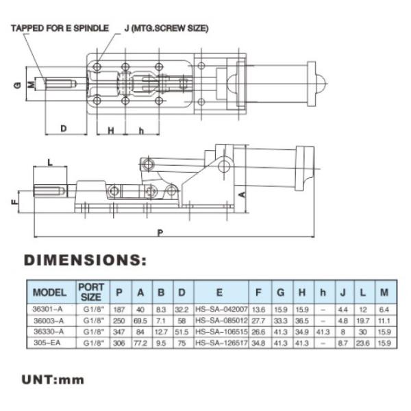 Air Powered Toggle Clamps 36330A Clamping Force 1136kgs Machining Center Fixture