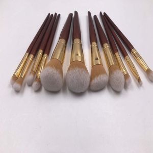 PU Leather Bag Pressed Powder Foundation Brush ISO 22716 Standard