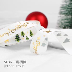 2cm 2.5cm Christmas Printed Ribbons ISO14001 Personalised Xmas Ribbon