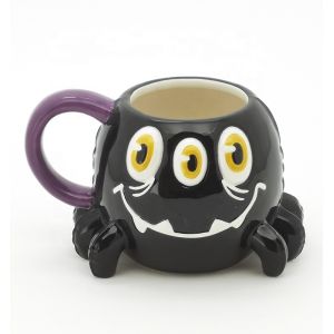 Earthenware Animal Ceramic Mugs Halloween Designed With 3D Handpaint
