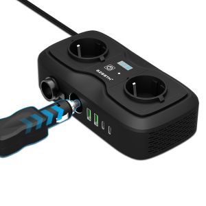 Quality 200W GaN Car Power Inverter &amp; PD Charger, 12V to 220V Modified Sine Wave AC with 30W USB-C Fast Charge for sale