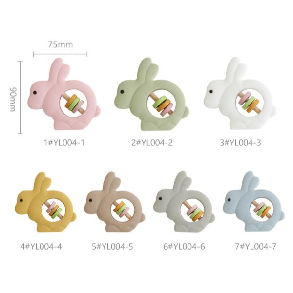 BPA Free Silicone Teether for Teething Baby Care food grade soothing silicone rattle toys