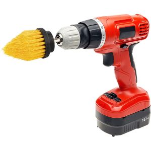 Medium Bristle Drill Scrub Brush Attachment 4Pc Medium Bristle Angled Corner