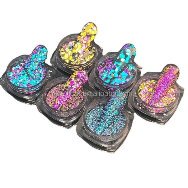 Professional Beauty Salon False Nail Tips with High Temperature Resistance 180-200°C Reflective Glitter Art
