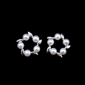 Gold Sterling Silver Drop Earrings / Simple Design Small Pearl Earrings