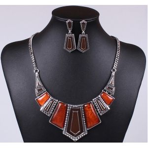 Quality Hot new imitation stone resin plus drip Necklace with earrings for sale