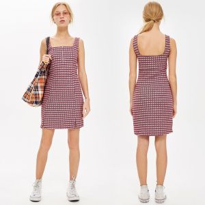 China Gingham Women Dress Mini Summer Tank Dresses Ladies on sale