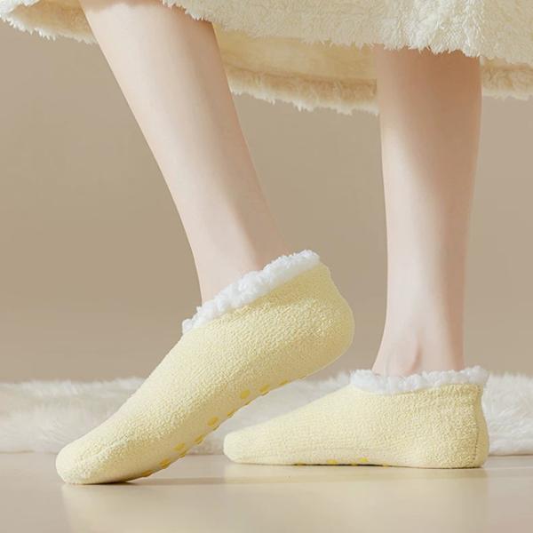 Ankle Fuzzy Thick Warm Home Socks Anti Slip Cozy Fuzzy Slipper Socks With Grippers