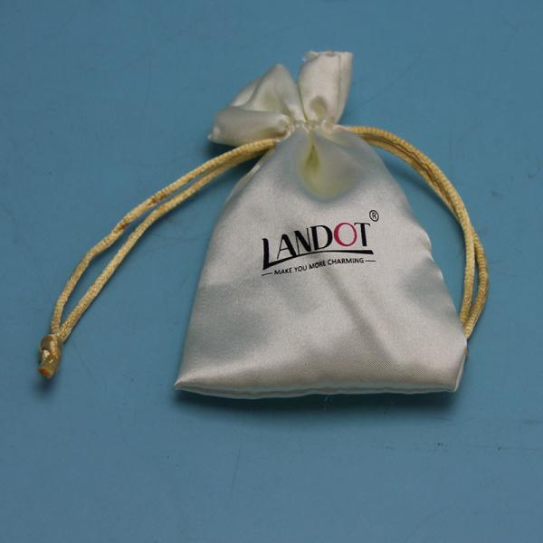 Soft Gift Satin Pouches For Jewelry , Custom Size White Drawstring Bag