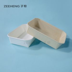 Rectangle Biodegradable Disposable Bowls Bamboo Pulp Paper Food Container