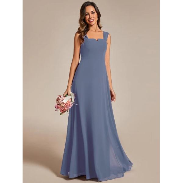 Empire High-waisted Sleeveless Cap Sleeve Square Neck Invisible Zipper Mint Green Chiffon Bridesmaid Dress