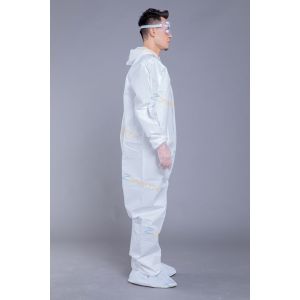 Sewing Bonding Heat Sealing 55GSM Microporous SF Hooded Coverall