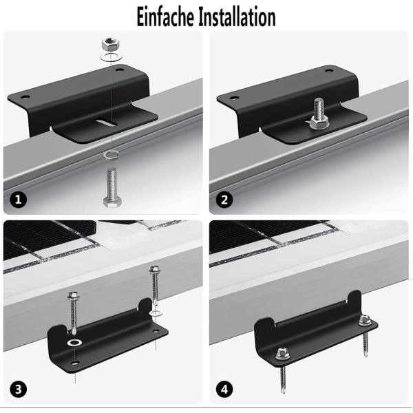 Metal/Tin Roof Solar Panel Mounting 4pcs Black Z Brackets for Panel Installation