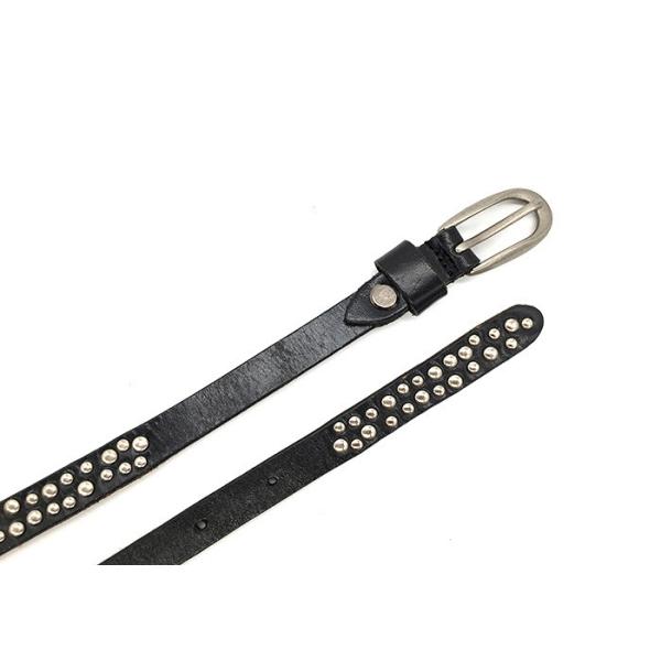 15mm Skinny Leather Belt For Women Decorated With Round Bomb Studded , Metal Pin Buckle