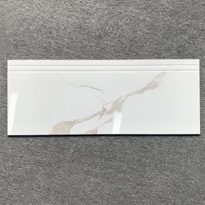 Carrara White Ceramic Stairs Floor Step Tiles Acid Resistant