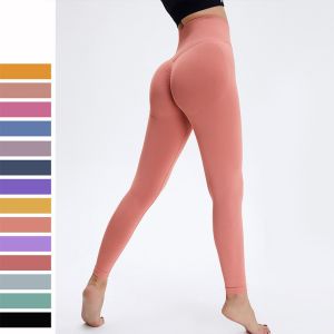 China High Waisted Seamless Gym Peach Butt Lifting Leggings Nude 14 Colors S M L Size on sale