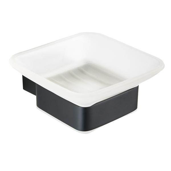 Soap Dish88902-Square Black&Stainless steel 304&Hairline &glass & bathroom