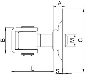 zinc plated sliding gate hinge with square plated M20