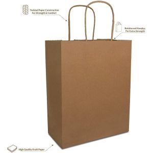 Eco Friendly 80% PCW 8x4x10" Kraft Paper Bag