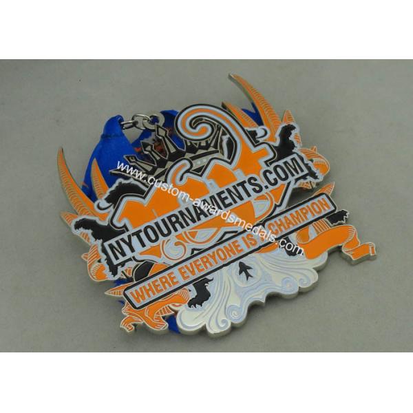 4.0 Inch Nytournaments Medal Soft Enamel Zinc Alloy 3.5 mm With Ribbon