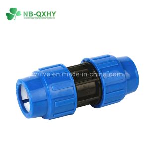 China Pn16 Blue PP Coupling Compression Fittings for Irrigation Round Head Code Equal Design on sale