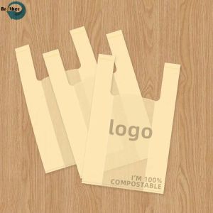 China Eco Friendly Compostable Biodegradable Corn Starch /Pbat/PLA T-Shirt Shopping/Packing Bags Plastic Shopping Bag Ok Compostable on sale