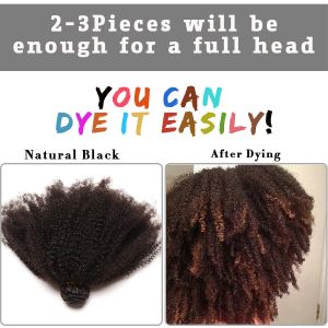 Afro Kinky Curly Hair Brazilian Virgin Human Hair Bundles Natural Black Color No