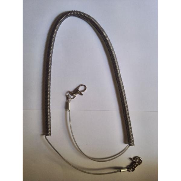 Top quality stainless wire reinforced coil lanyard translcuent gray tackle spiral cord 8M