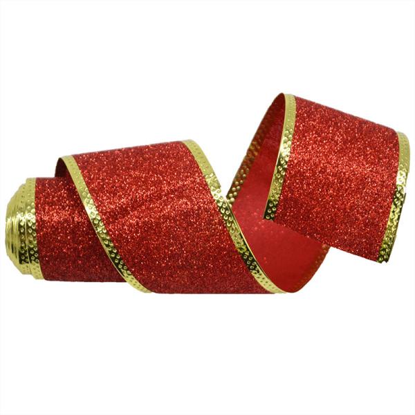 Sequin Ribbon Merry Christmas 5CM Bowknot For Christmas Decoration Metallic Wired Edge Ribbon