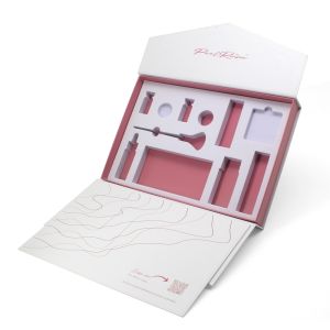 China Custom 2 Door Open Empty Beauty Skincare Cosmetic Products Paper Gift Packaging Box on sale