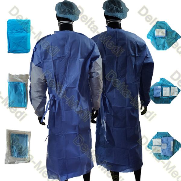 45g SMS Reinforced Disposable Medical Gowns With Hand Towel And Wrap