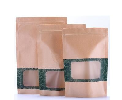 Stand Up k Packaging Brown Or White Small Kraft Paper Bag With Clear Window