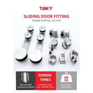 Sliding Shower Room Glass Door Accessories System Hardware Set in Silver/Black