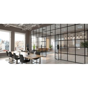 12mm Aluminium Frame Movable Glass Office Partitions Solid Interior