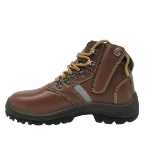 High Caliber Leather Army Boots Grease Resistant With Reflective Stripe