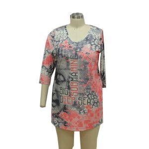 Digital Printing Women'S 3 4 Sleeve Baseball Tees , Custom Rhinestone T Shirts